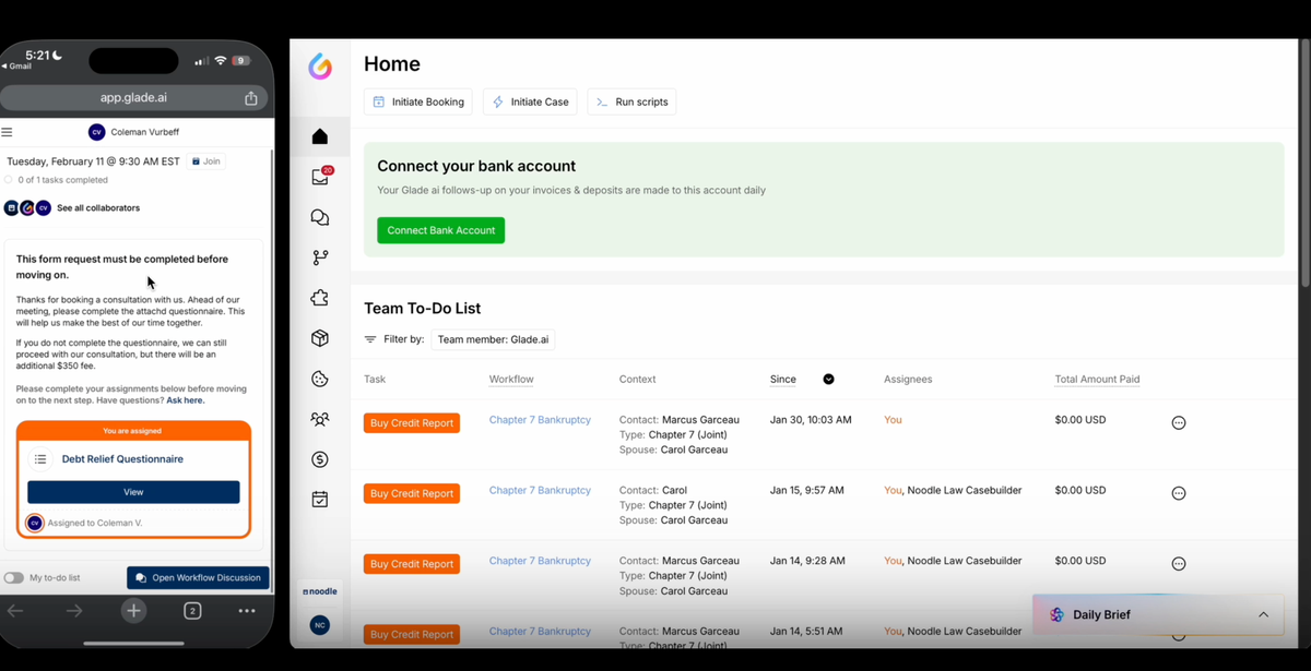 How Glade’s Booking and Consultation Workflow Works for Bankruptcy Cases